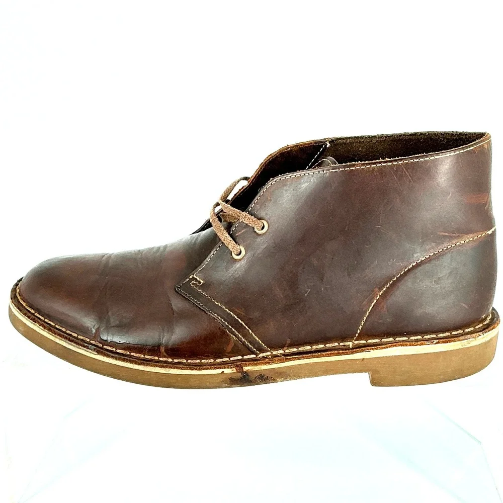Clarks Size 8.5 Desert Boots Mens Brown Beeswax Leather Chukka